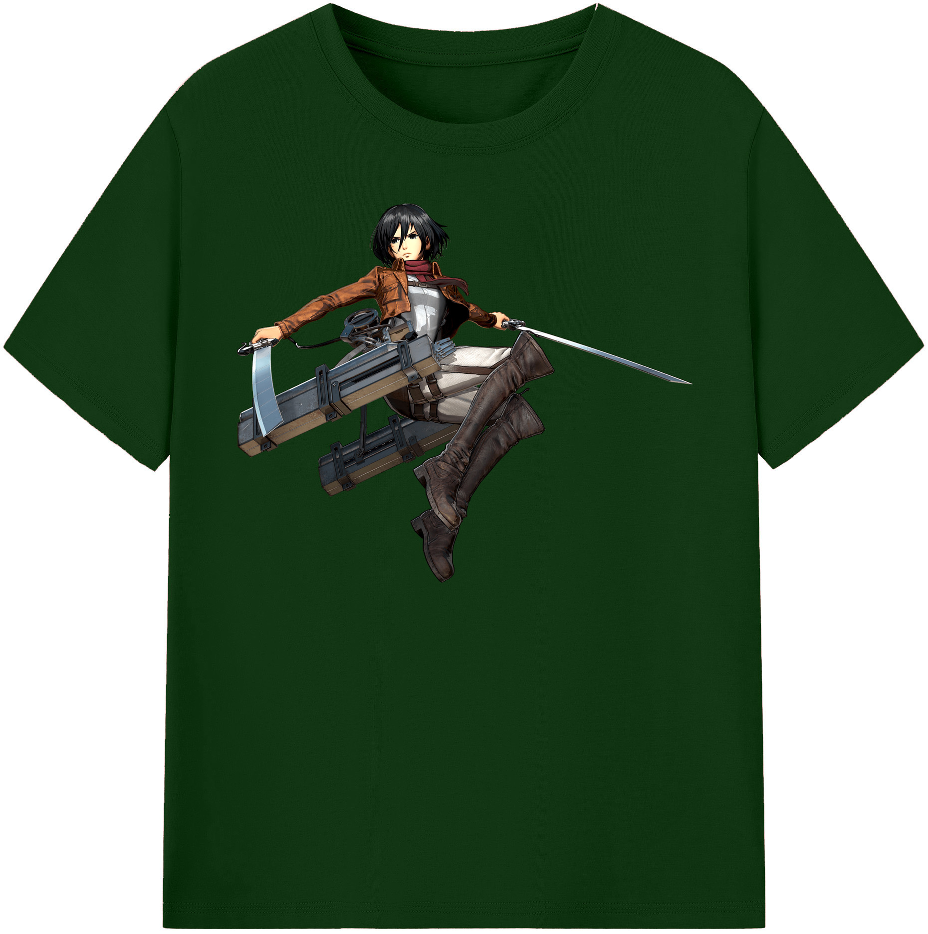 （画像用） 進撃の巨人 ミカサ·アッカーマン Attack on Titan Mikasa Ackerman 綿100％半袖Tシャツ（フロントプリント）
